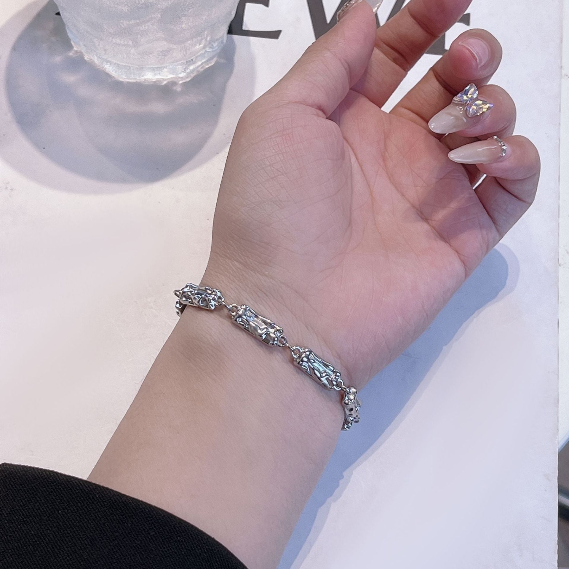 Brazalete de acero de titanio de empalme al por mayor